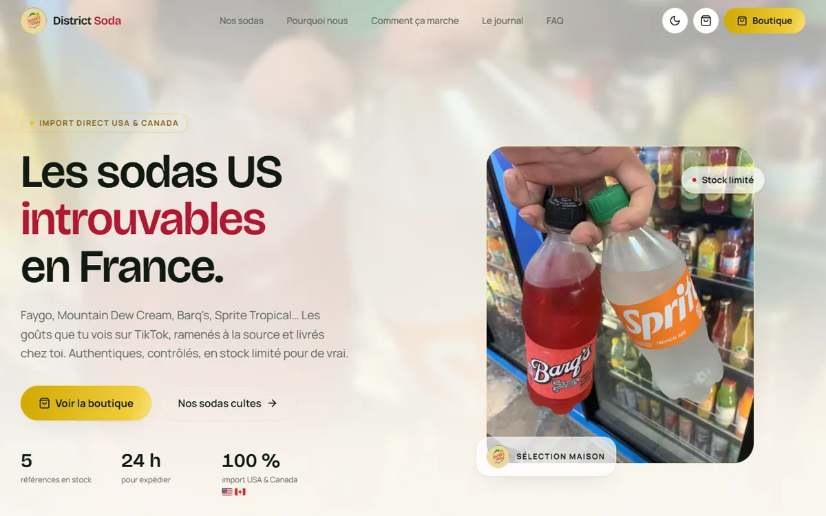 District Soda – E-commerce par SDR Web, agence web Montpellier